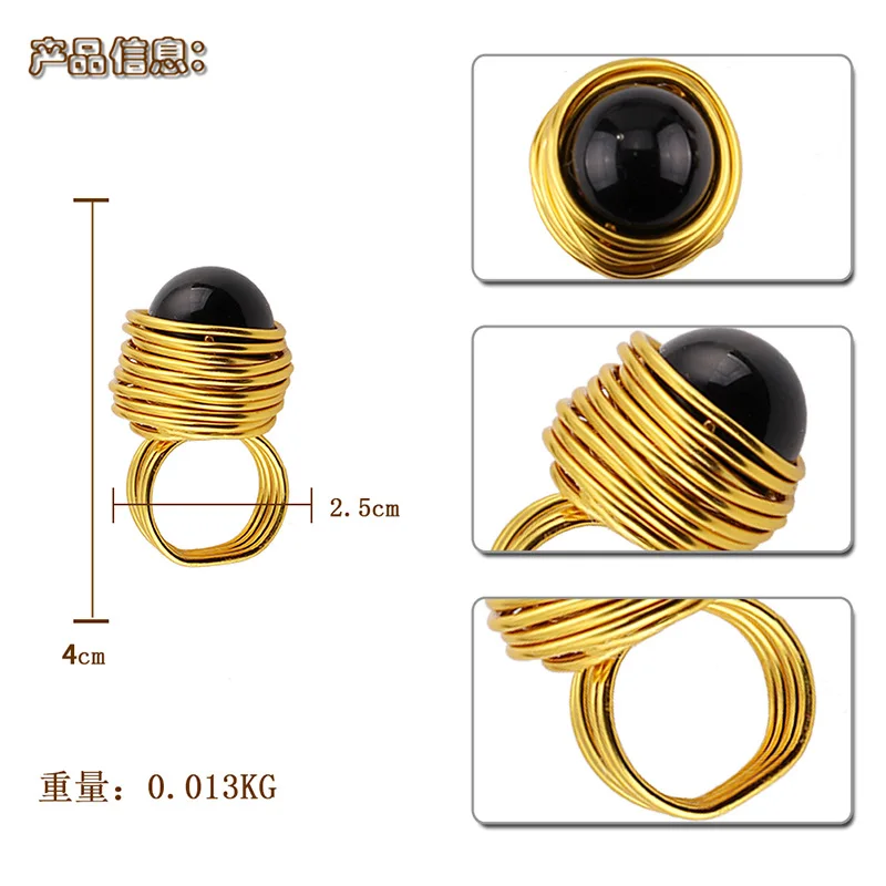 

Metal Texture Brushed Court Style Geometric Trendy Closed Ring Exaggerated Ladies Opal Ring New Product Ring for Women Gilrs 202