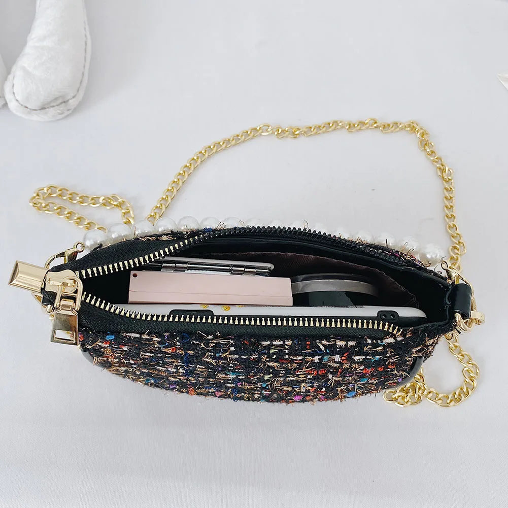 

Autumn Shoulder Bags Kids Chic Crossbody Bags Pearl Chain Girls Small Underarm Bags sac bandoulire filles