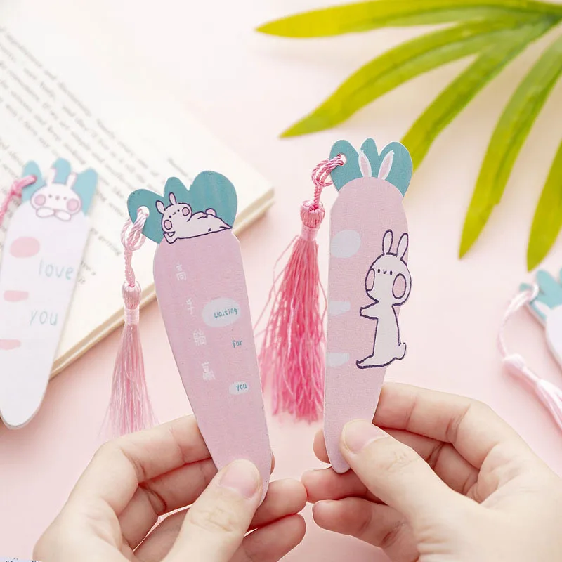 1PC Kawaii Carrot Rabbit Wood Ruler Cartoon Tassels Bookmark Creative Learn Drawing Straight Rule School Stationery Supplie Gift |