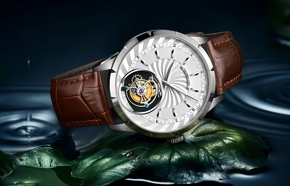 Брендовые роскошные механические часы Tourbillon, мужские наручные часы с ручным подзаводом, светящиеся сапфировые часы в подарок