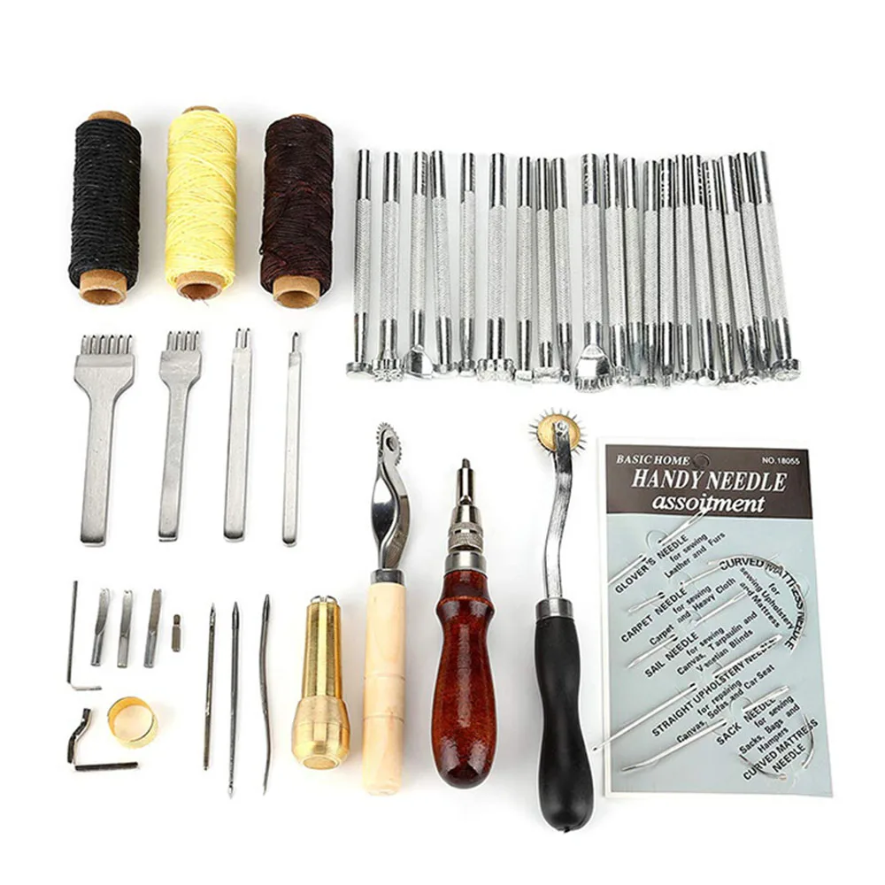 37/48 шт Профессиональный Кожа ремесло набор инструментов ручная швейная строчка