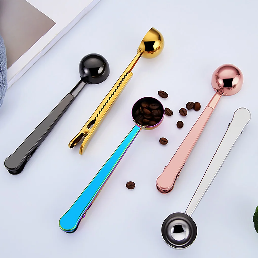 

1Pcs Multifunction Stainless Steel Coffee Scoop with Clip Coffee Tea Accessories Recipient Cafe Expresso Cucharilla Decoration