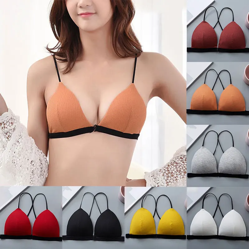 

Sexy Women Underwear Korean Style Bralette Seamless Deep V Sports Bra Tube Top Crop Top Bra Push Up Bra For Female Triangle Cup