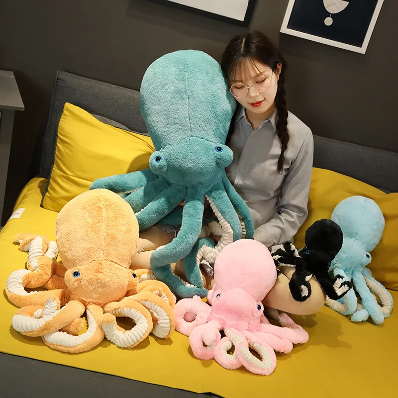 High Quality 65-90cm Giant Lifelike Octopus Plush&Stuffed Toy Soft Cute Animal Doll Sleep Pillow Home Accessories Children Gifts