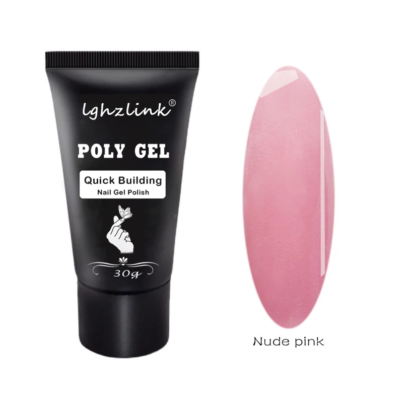 Nude Pink Lghzlink розовый полигель 30 г инструменты для наращивания ногтей советы для дизайна ногтей УФ замачиваемый Гель-лак Слип-раствор для ногтей акриловый полигель - Цвет: Nude Pink