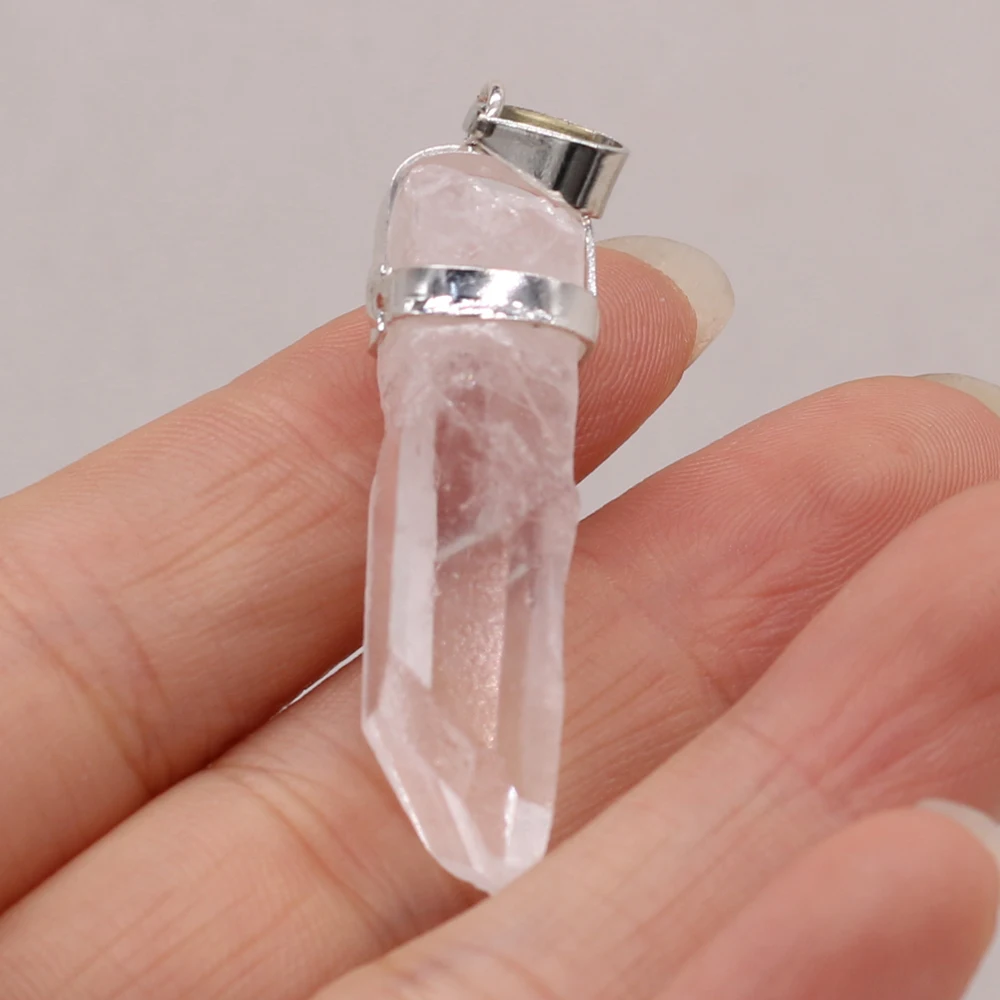 

Natural Stone Gem Irregular Crystal Clear Quartz Pendant Handmade Crafts DIY Necklace Earrings Jewelry Accessories Gift Making