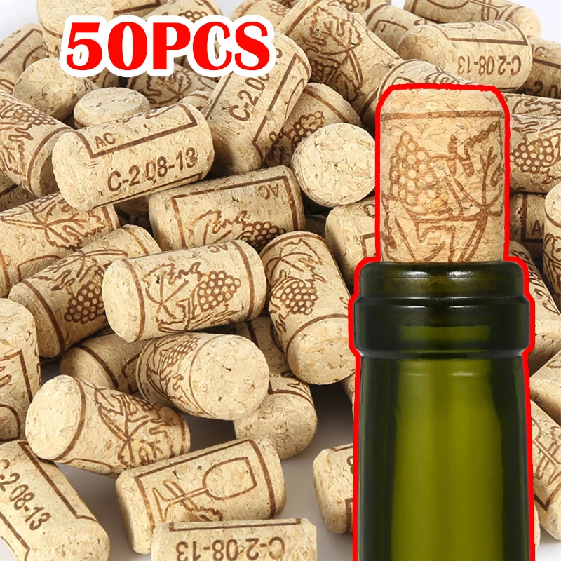 

50pcs Red Wine Wine Corks Stopper Wine Bottle Sealed Sealing Stopper Reusable Functional Bottle Cover Cork Kitchen Bar Tool