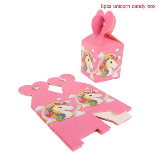 unicorn candy box Единорог тема вечерние Unicornio одноразовая посуда Единорог Декор поставки День Рождения украшения Дети Единорог вечерние сувениры - Цвет: unicorn candy box