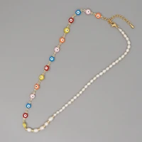 retro ethnic style colored eye beads clavicle chain fashion baroque natural freshwater pearl necklace original gifts gift female