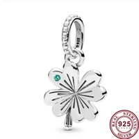 100 925 sterling silver charm silver fashion clover pendant fit pandora women bracelet necklace diy jewelry
