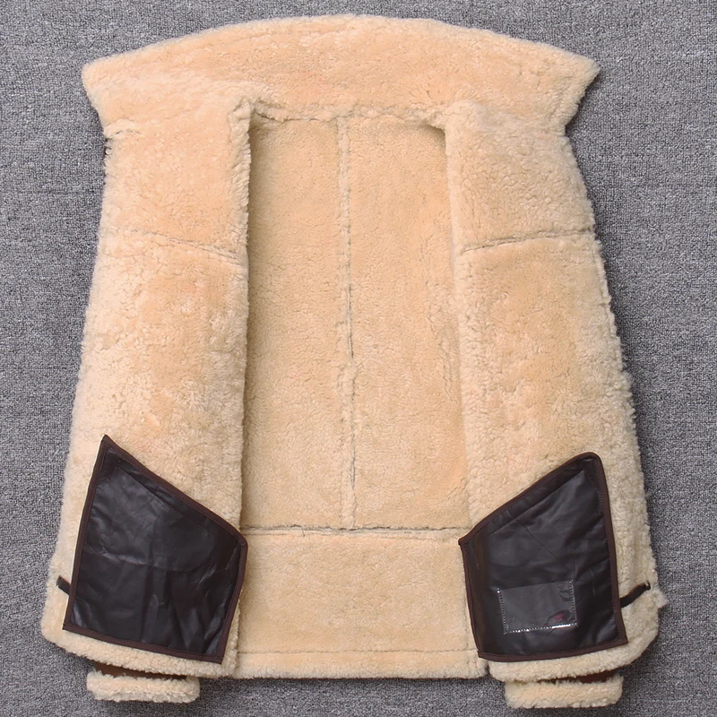 

Winter Sheep Fur Classic B3 Wool Shearling Warm Leather Mens Sheepskin Coat Plus Size Jacket