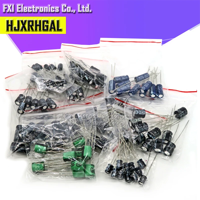 12valuesX10pcs = 120 шт. 0 22 мкФ 470 Алюминий электролитический конденсатор с алюминиевой