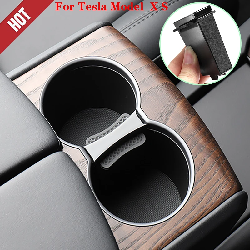 For Tesla Model X S 12-22 Cup Holder Clip Car Water Cup Slot Slip Black ABS Limit Clip 1PC
