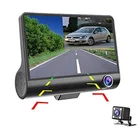Автомобильный видеорегистратор HD 1080P, 3 камеры с объективом, 4,0 дюймовый Ips экран, видеорегистратор с двумя объективами, автомобильный черный ящик, 3-канальный видеорегистратор с камерой заднего вида