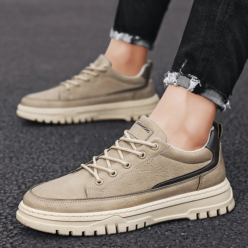 

Кроссовки мужские из ПУ кожи, дышащие, Вулканизированная подошва, Нескользящие, итальянская повседневная обувь для отдыха