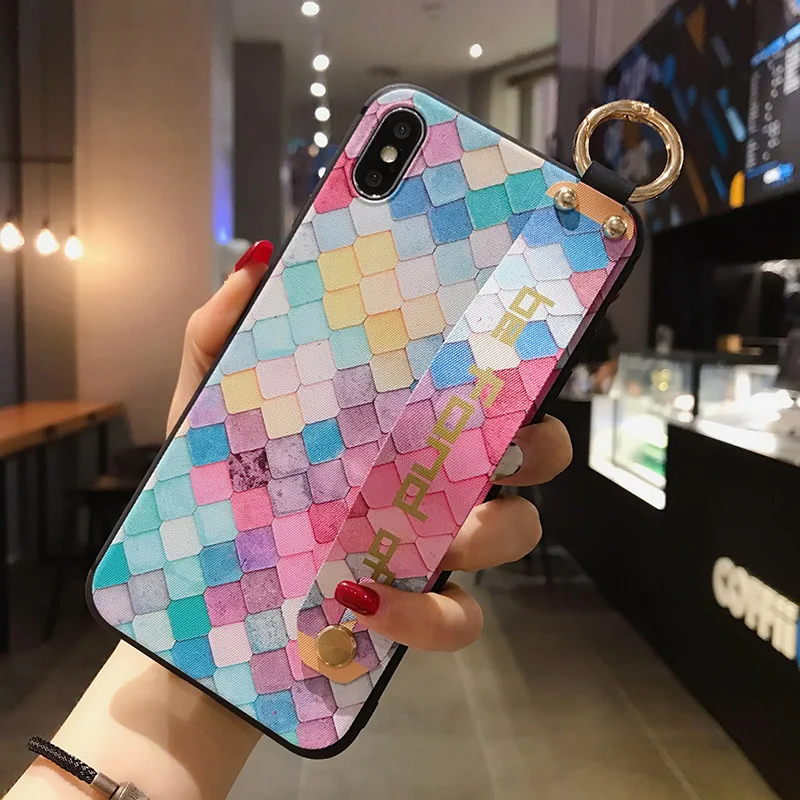 Роскошный чехол для Mi 9 Lite с геометрическим узором держатель браслета Xiaomi Redmi Note 8