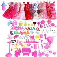 60 itemset mix doll accessories 10pcs handmade fashion outfit dress furniture pretend play toy hangers sofa shoes rack for doll