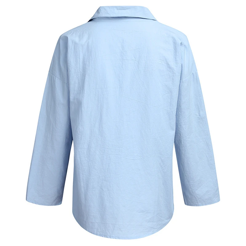 

2021 Spring Fashion New High-Quality European And American Casual Plus Size Cotton And Linen Long-Sleeved Shirt Female Top H050