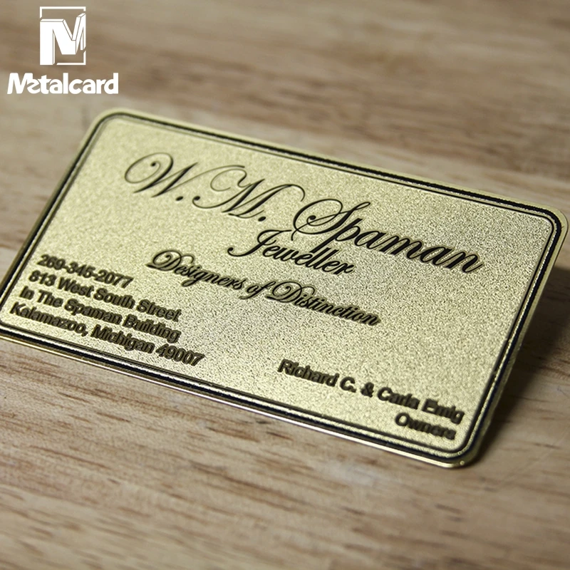 High-grade stainless steel brushed business card hollow metal card electroplated gold card custom