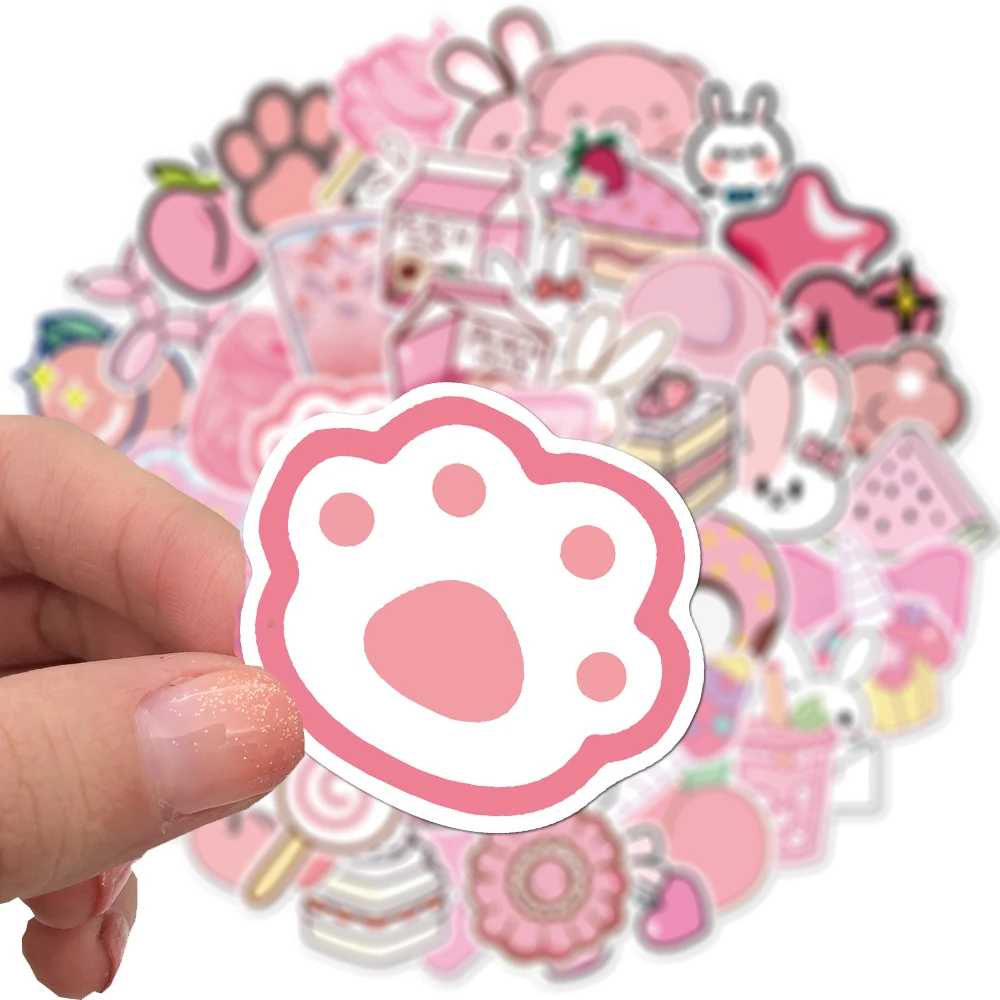 50 Uds. De pegatinas de dibujos animados Kawaii para equipaje de chicas, pegatinas rosas para ordenador port&aacute;til, monopat&iacute;n, bicicleta, mochila, pegatina de juguete, regalo para ni&ntilde;os-2