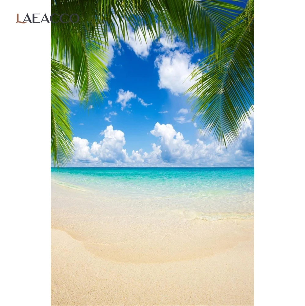 Laeacco тропические морские волны пляж песок летние праздники природная сцена
