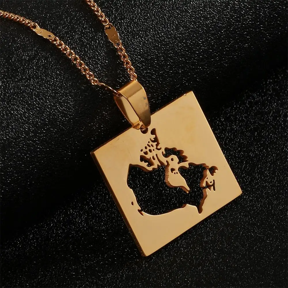 Ожерелья подвески с картой Канады из нержавеющей стали карты страны Канадская