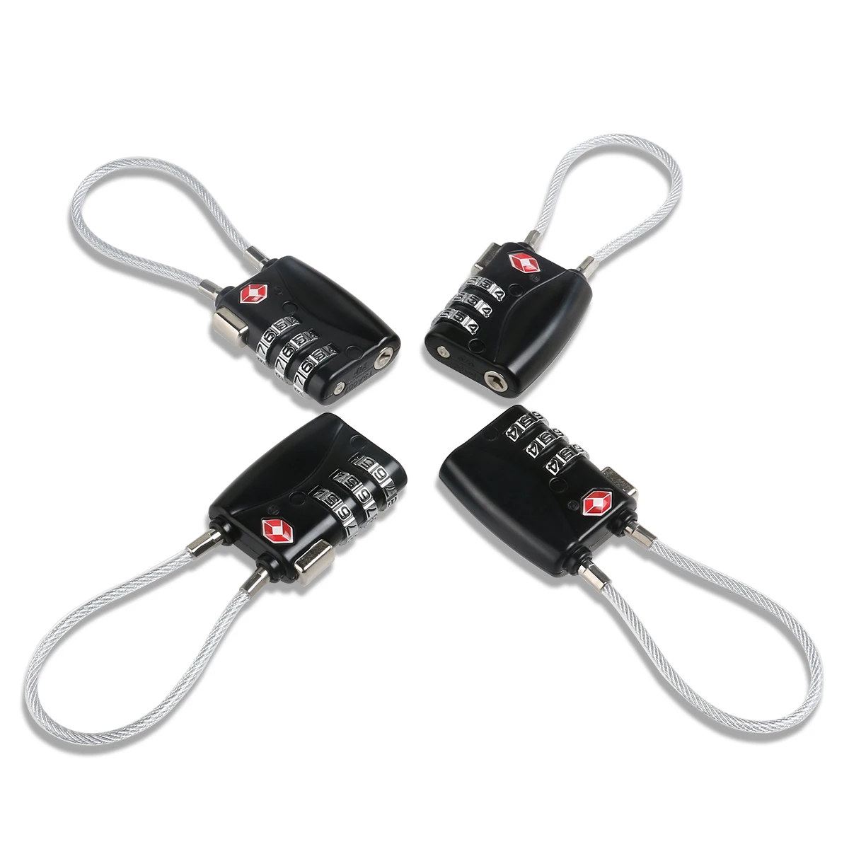 

2 PCS Portable TSA Approved Security Cable Luggage Locks 3-Digit Combination Password Lock Padlocks Bicycle Locks Bicycle Part