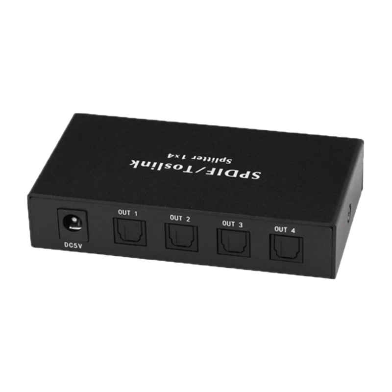 

Digital Optical 4X1 Switch with IR Remote Control Aluminum Alloy Digital Audio Optical Fiber Switcher 4 in 1 Out US Plug