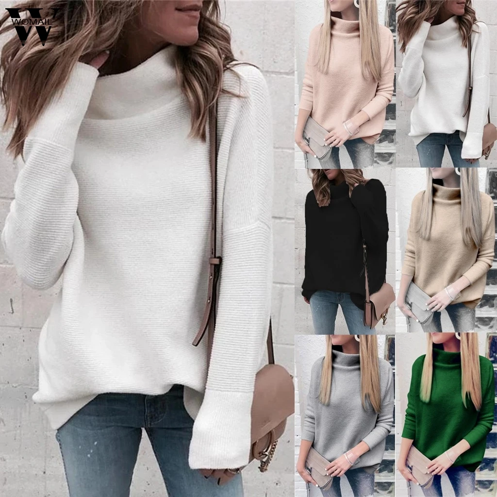 

Женский свитер, Осень-зима, водолазка, длинный рукав, пуловер, Женский базовый свитер, корейский Свободный вязаный свитер, джемпер, Топ