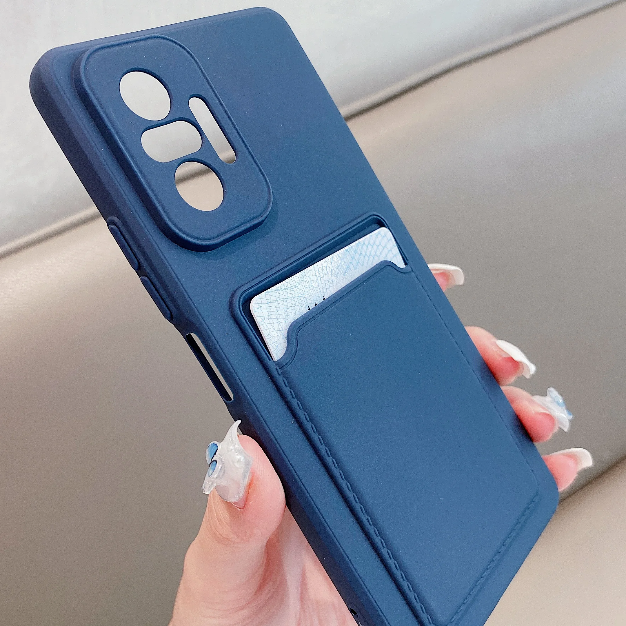 

Luxury Card Holder Wallet Phone Case For Xiaomi Mi Poco F3 Plain Soft Silicone Shockproof Cover For Redmi Note 10 S K40 Pro Max