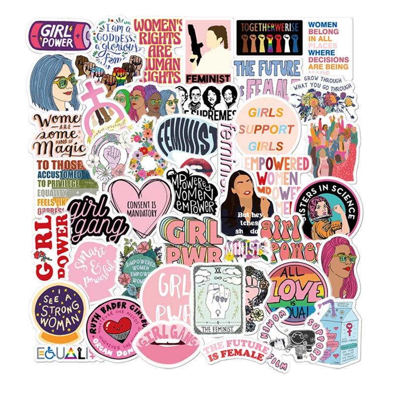 103050pcs feminist cartoon forced girl stickers are suitable for motorcycle mobile phone laptop electric bicycle no repetitive free global shipping