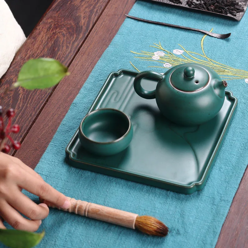 Цзиндэчжэнь ручная печь изменена на японский стиль сухой поднос для чая с