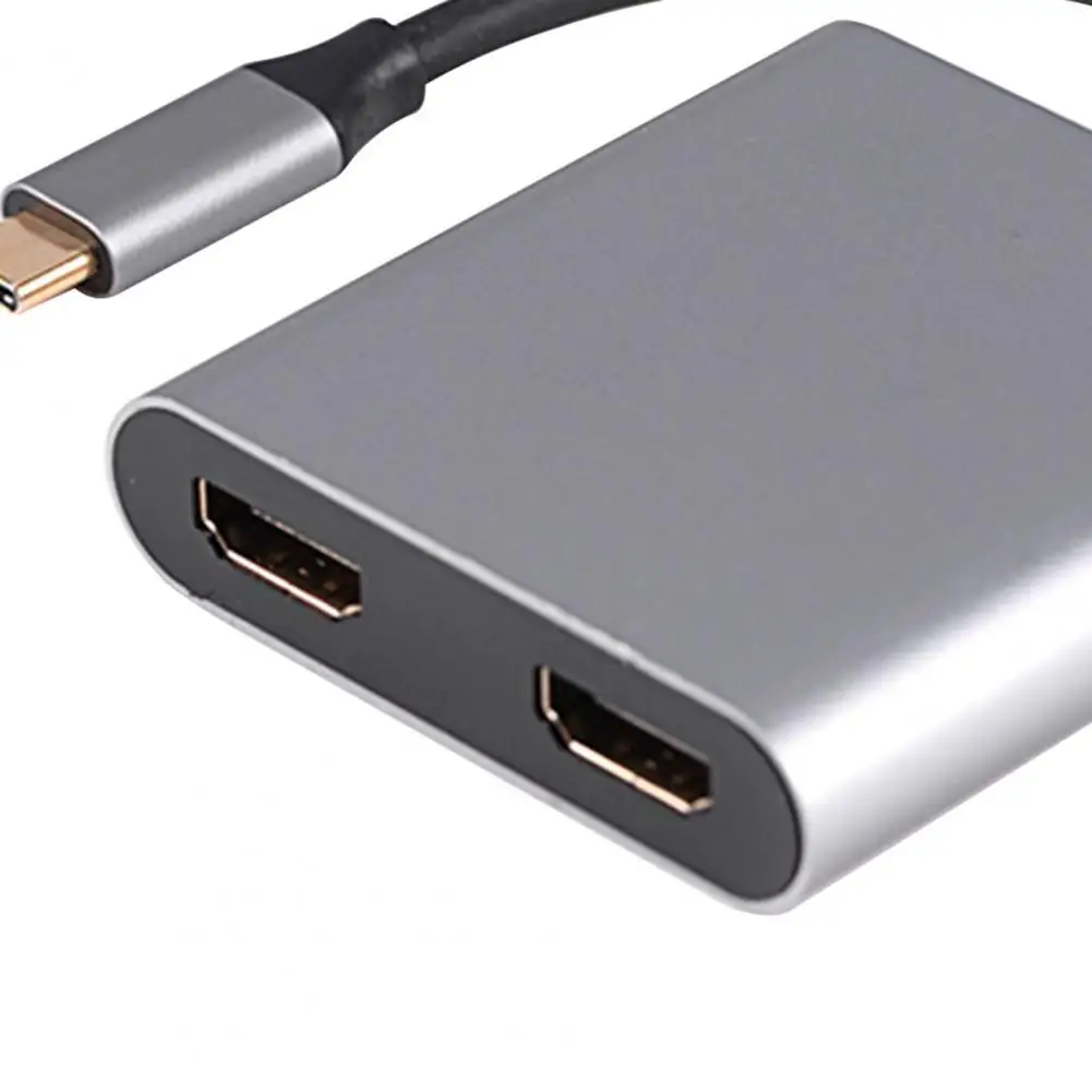 

2-in-1 Type-C Hub to Dual 4K Two Screen Display USB C Docking Station Converter Adapter Type-C Hub Aluminum Alloy for PC