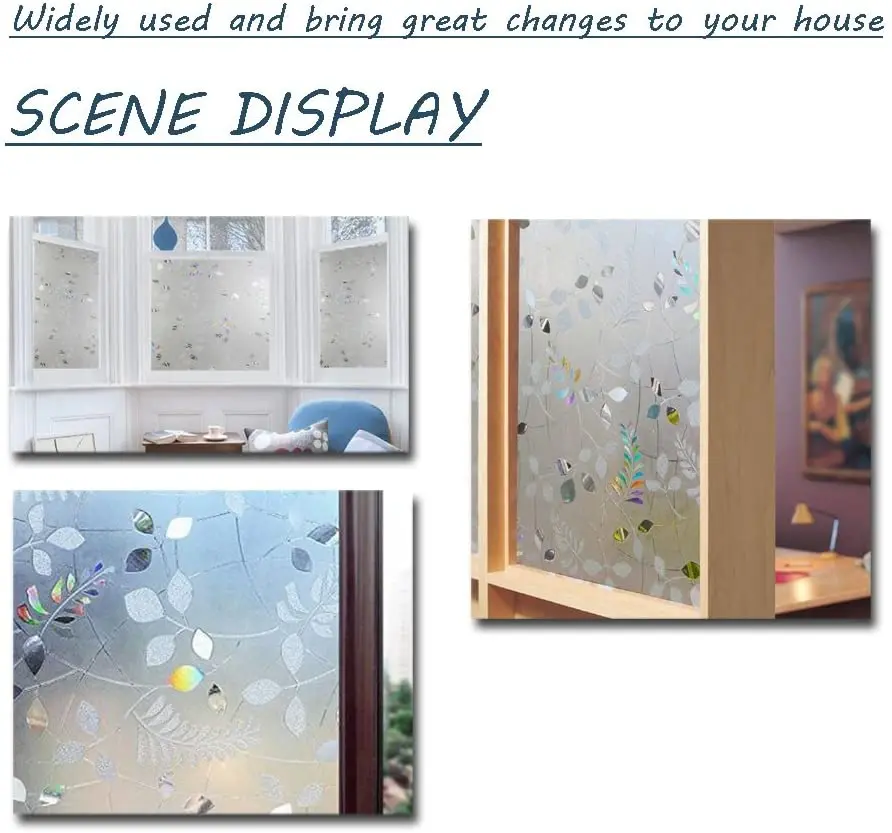 

Stained Decorative Privacy Window Film,Static Cling Self Adhesive Rainbow Glass Stickers Vinyl Decals for Home Office