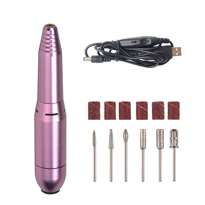 20000 set USB 1 набор, 6 бит, электрическая дрель для ногтей, 2 варианта вращения, машинка для маникюра, педикюра, резак для ногтей, 20000 ОБ/мин, Мини Портативная ручка, новинка - Цвет: 20000 set USB