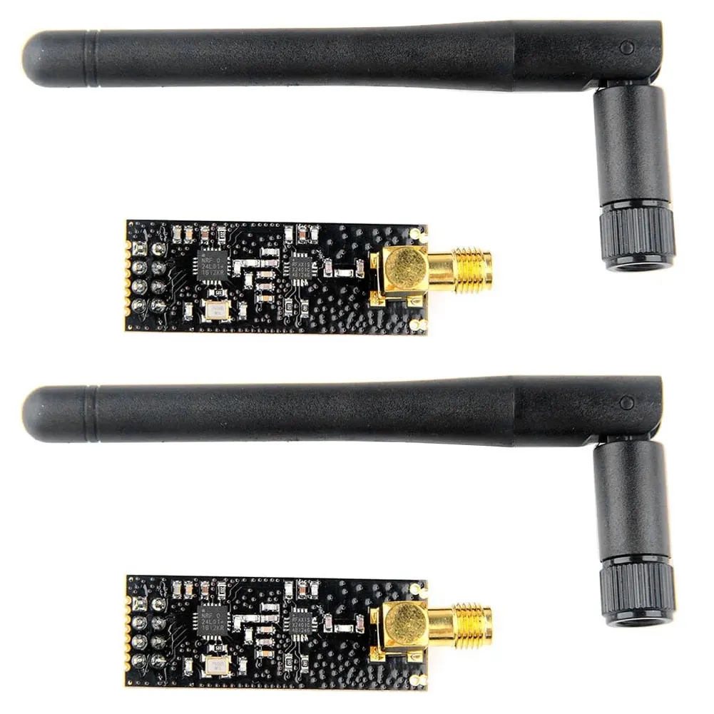 

2Pcs NRF24L01+PA+LNA Wireless Transceiver Receiver Module with SMA Antenna 2.4G 1100m RF Transceiver Module Voltage Regulator
