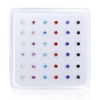 36 шт. кольца и штифты для носа из стерлингового серебра 925 пробы 1,522.53 мм, прозрачный радужный кристалл, золотой пирсинг, ювелирное изделие, ушные кости, гвозди, оптовая продажа