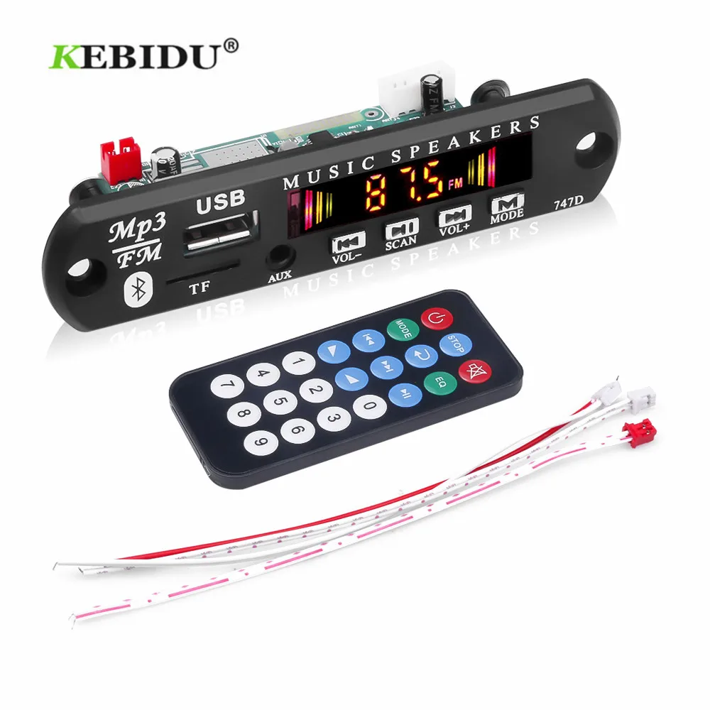 

Автомобильный MP3 беспроводной Bluetooth аудио модуль KEBIDU 12 в WMA декодер плата USB AUX TF FM радио модуль 2*3 вт усилитель