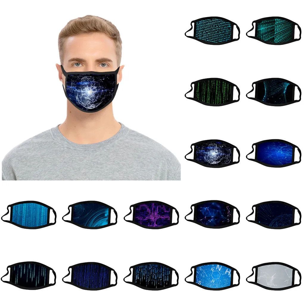 

Adult Man Washable Mask Printed Dustproof Face Mask Cloth Mouth Mask Reusable And Breathable Mouth Caps Mouth Cover #e1