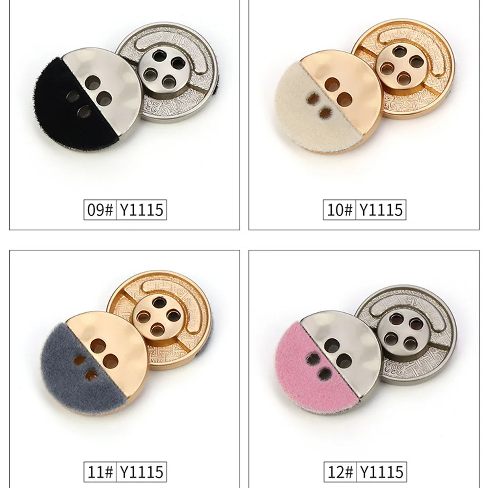 

18/23/25/28mm Round Flocking Metal Sewing Buttons 4 Holes Coat Sweater Windbreaker DIY Crafts Scrapbook Decoration Accessories