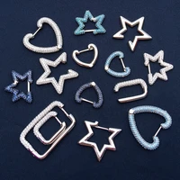 cheny s925 sterling silver july new heart shaped five pointed star geometric square earrings female ear bone clip