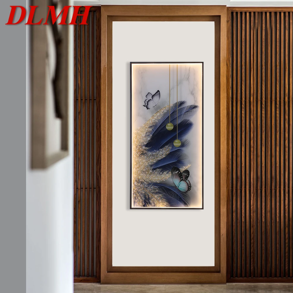 

DLMH Modern Wall Lamps Feather Figure LED Sconces Rectangle Mural Light Creative Home For Aisle