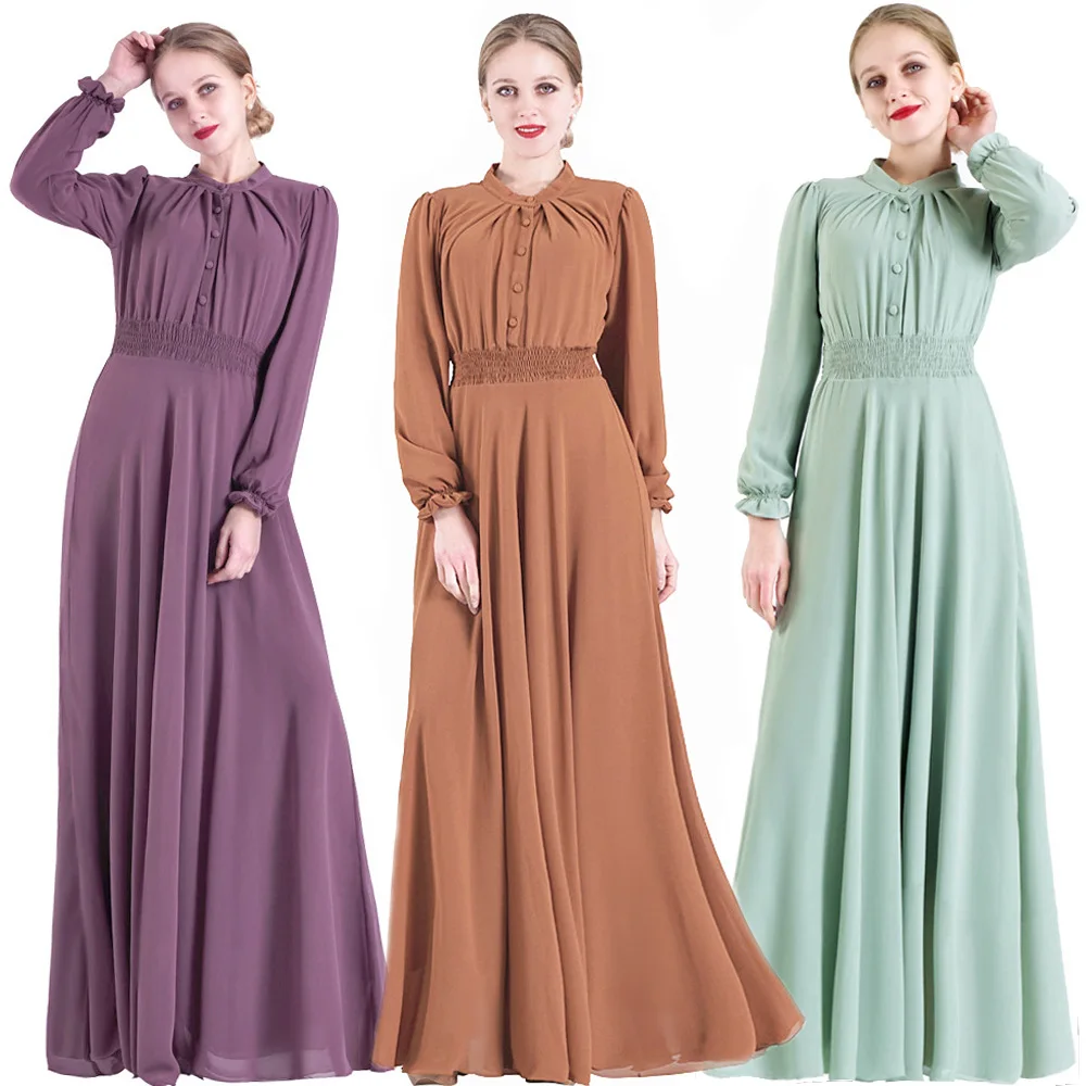 

Muslim fashion abaya women dress chiffon sleeved long skirt dubai abaya turkey long dresses for female muslim robe kimono MSL812