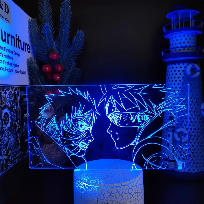 Аниме фигурки Наруто 3D ночники Uchiha Obito Hatake Kakashi Toys Shippuden Action Figma Model Led