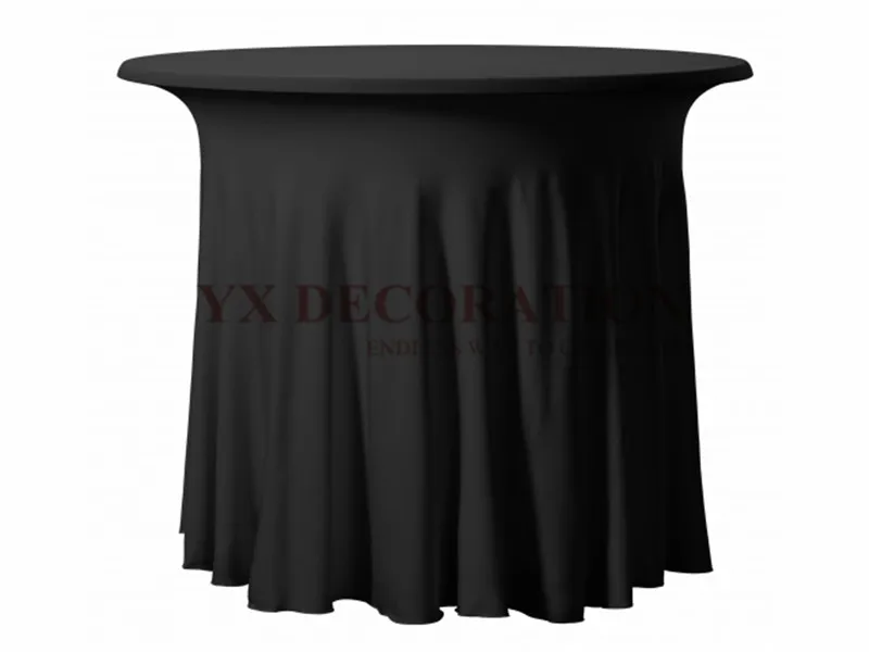 

Wholesale Price Ruffled Spandex Table Cover Round Tablecloth For Wedding Event Party Decoration Table Cloth