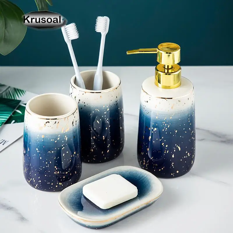 

Ceramic Bathroom Accessories Lotion Bottle/mouthwash Cup/soap Dish Nordic Home Furnishing Hotel Bathroom Decoration Supplies