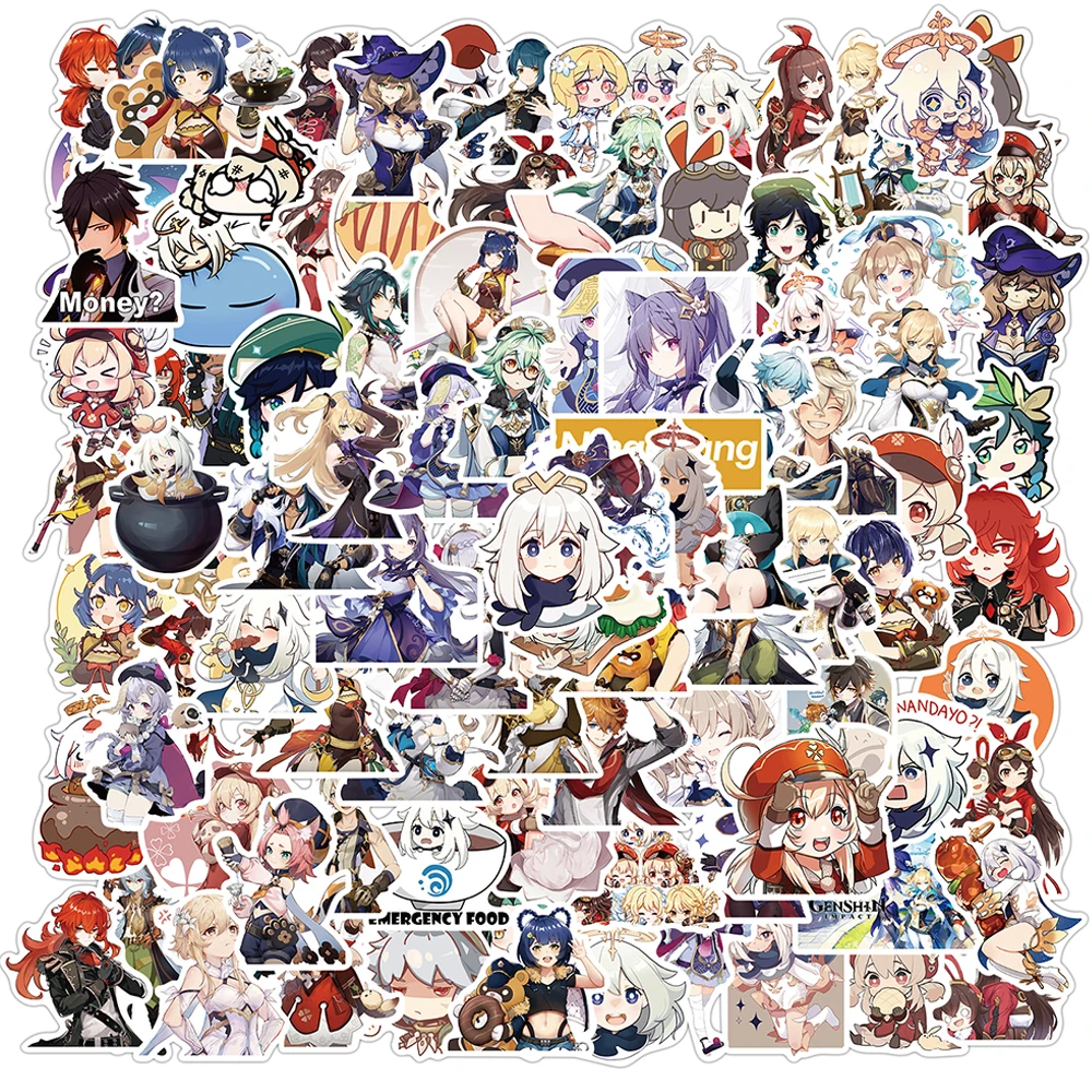 10/30/50/100PCS Genshin Impact Game Cartoon Stickers DIY Snowboard Laptop Luggage Anime Graffiti Waterproof Decals Kid Sticker - купить по