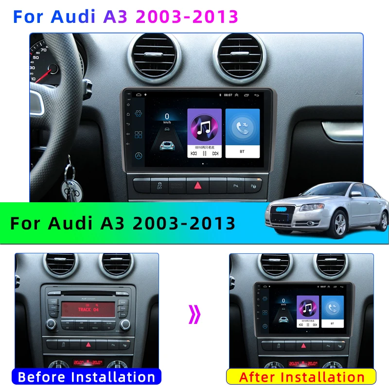 Автомагнитола 2DIN для Audi A3 мультимедийный видеоплеер с GPS-навигацией 9 дюймов android