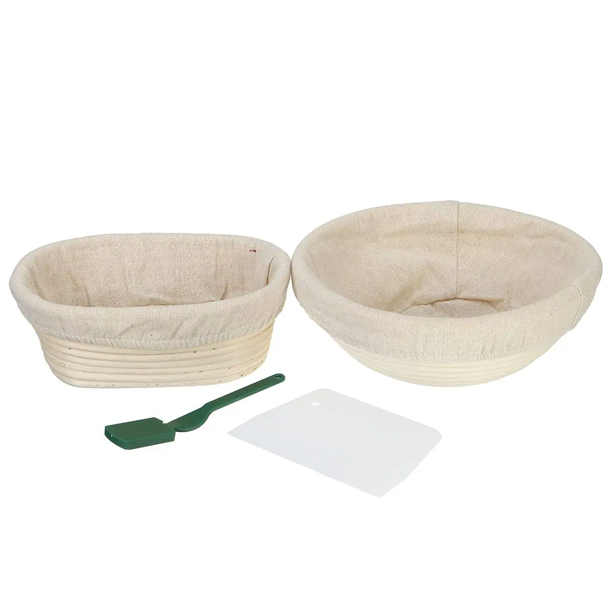 

6PC Handmade Rattan Bread Banneton Basket Set Round/Oval Dough Fermentation Bread Proofing Basket With Liner Scraper