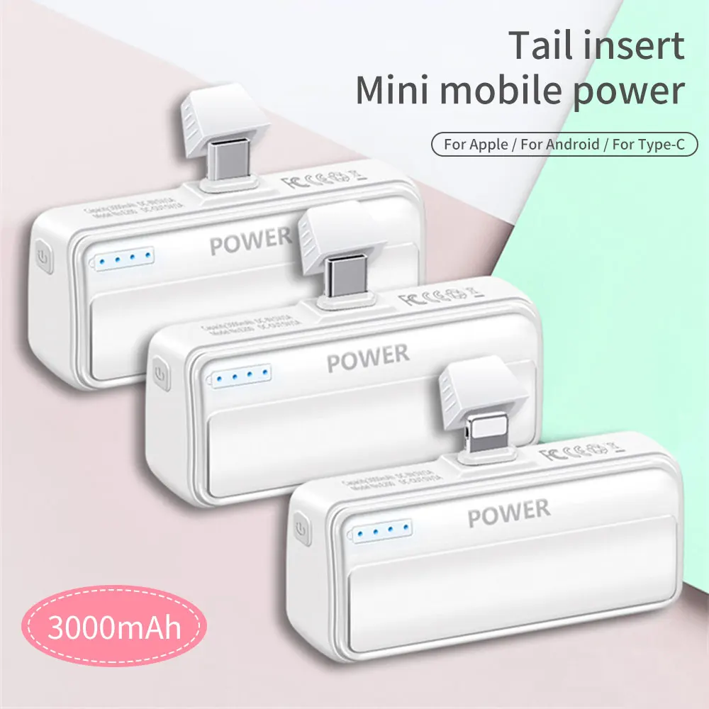 FLOVEME mi ni портативное зарядное устройство для телефона cro usb type C 3000 мАч повербанк